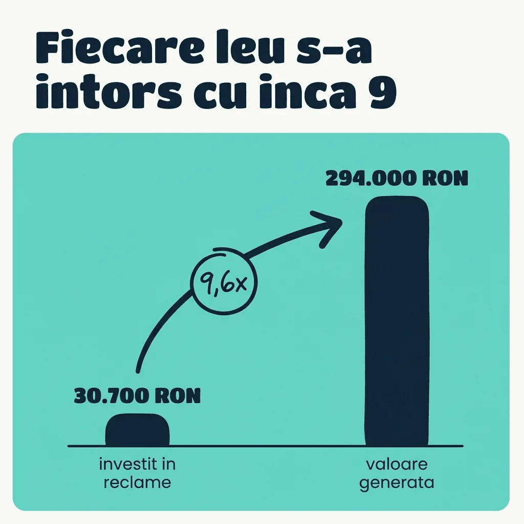 Grafic: 30.700 RON investiți au generat 294.000 RON valoare, adică 9,6x