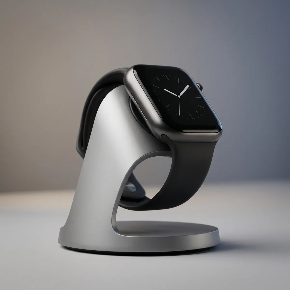 Smartwatch on a charging stand — AI product photography