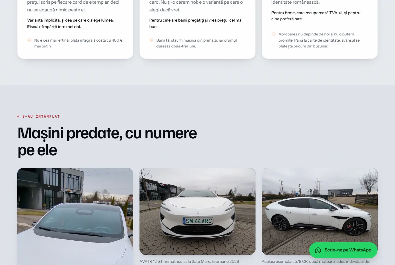 ArcMotors — Mașini deja predate clienților, cu numere românești.
