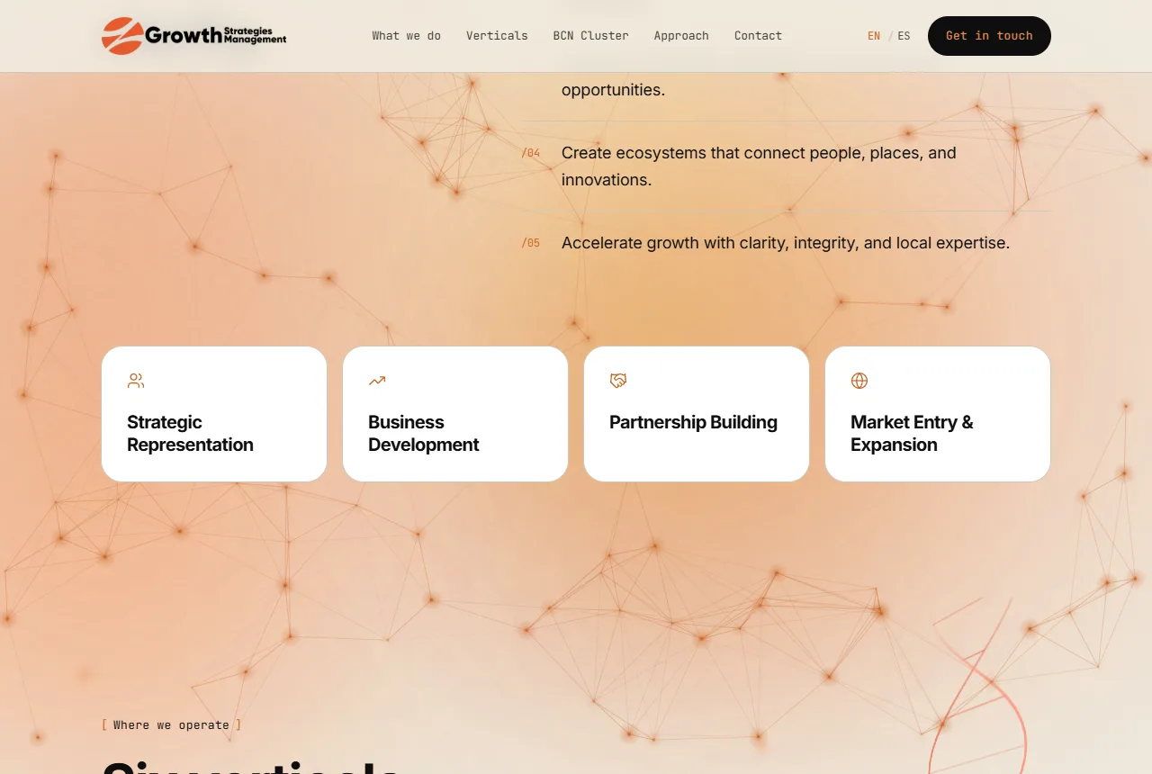 GSM Ventures — Services structured as pillars — from scouting to accelerating growth.