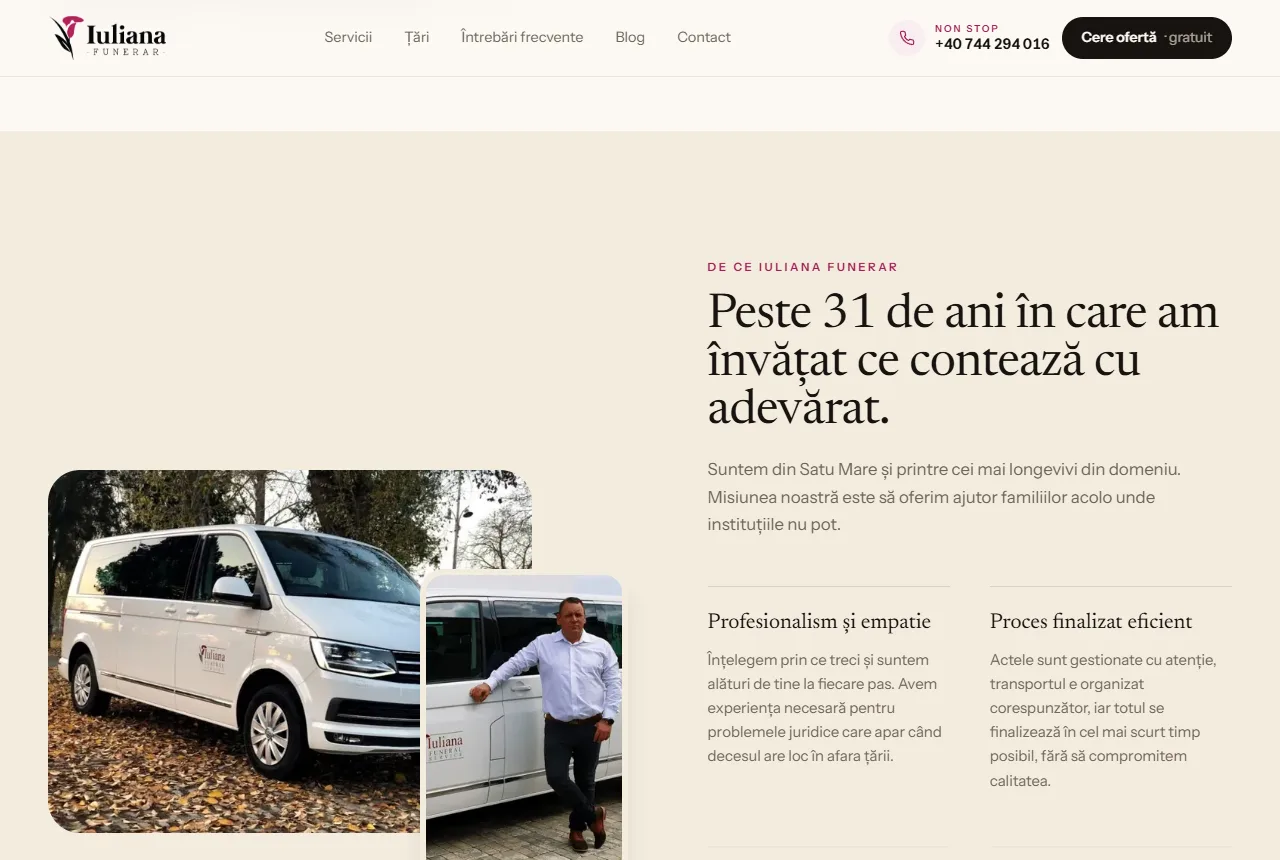 Iuliana Funerar — Echipa și autospeciala, în fotografii reale.