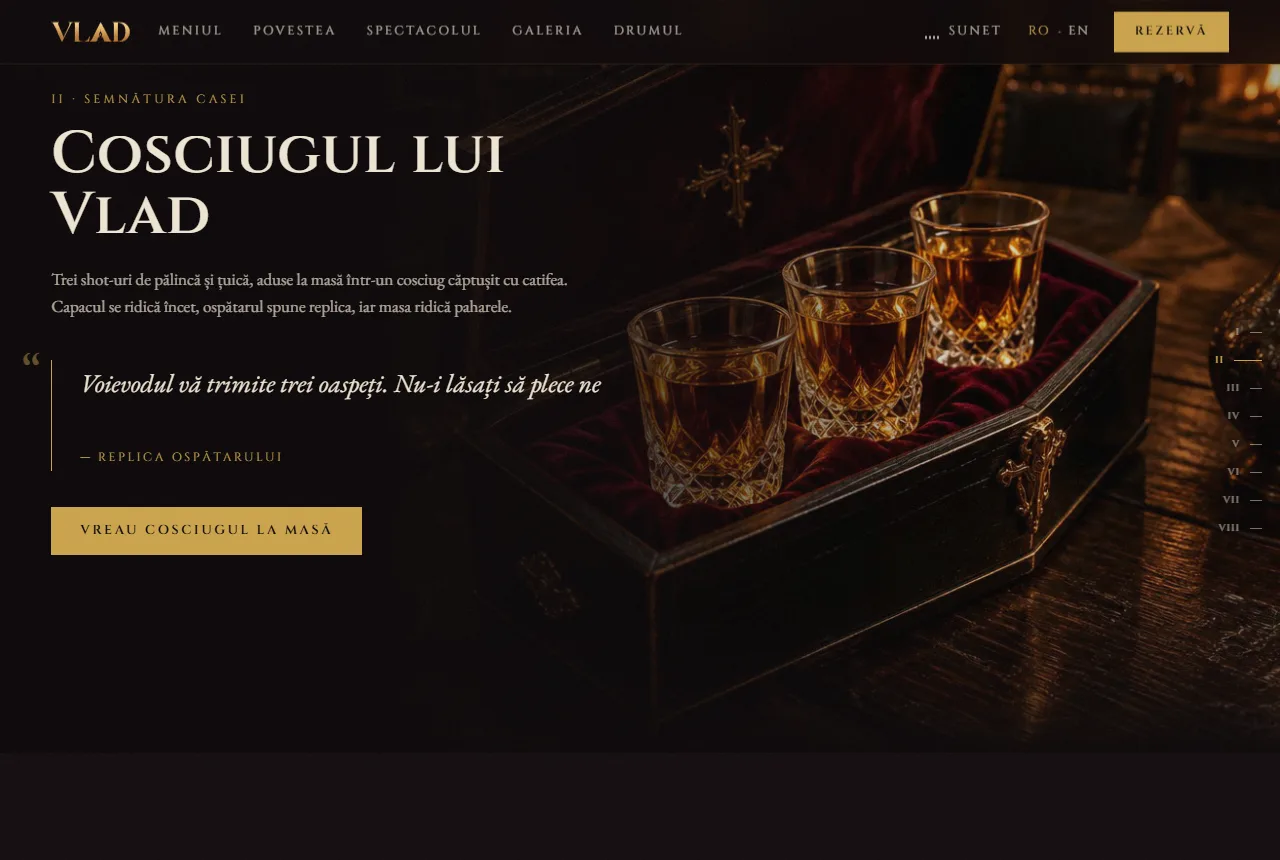 VLAD Restaurant & Bar — Cosciugul lui Vlad: trei shot-uri și replica ospătarului.