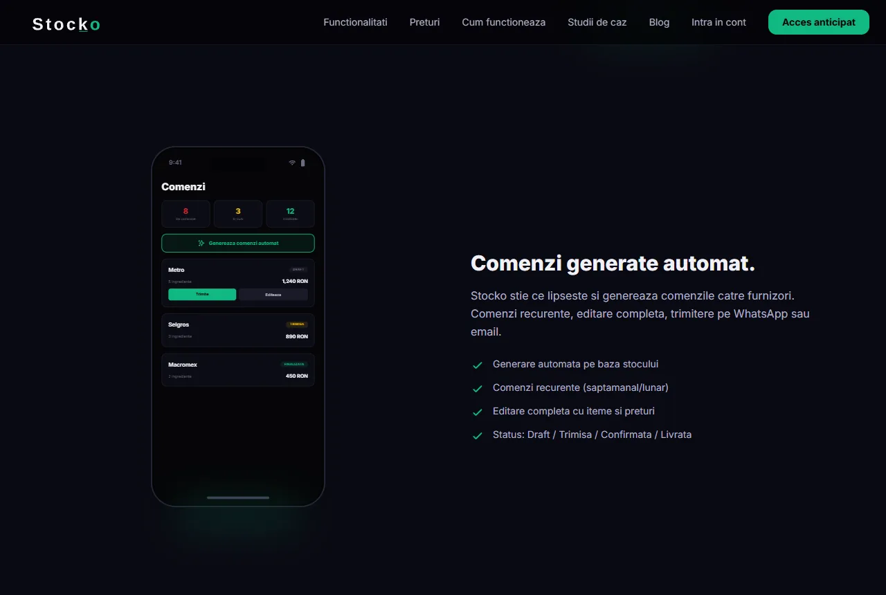 Stocko — The admin panel: a real-time analytics dashboard across 12+ dedicated pages.