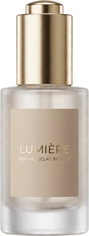 AI-generated product photography — premium matte-glass cosmetic serum bottle