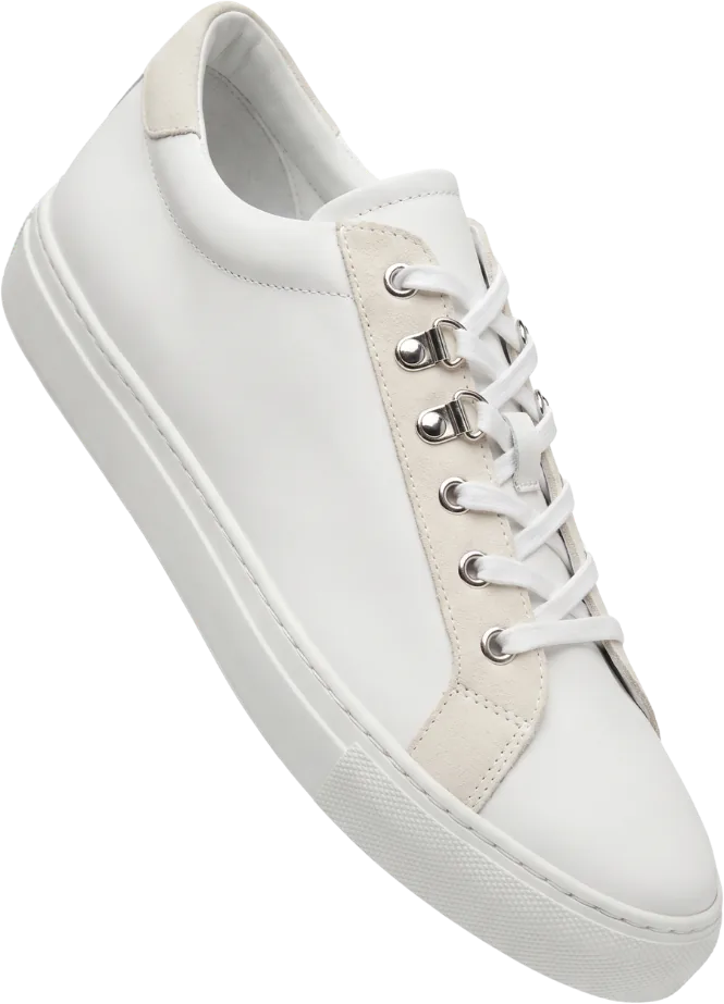 AI-generated product photography — premium white leather sneaker